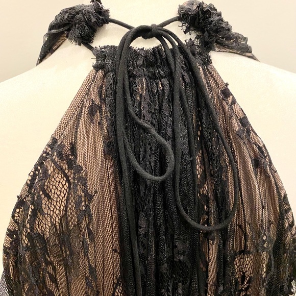 PLENTY by Tracy Reese baby doll halter dress, black lace over nude/SIZE L/NWT - Picture 6 of 8